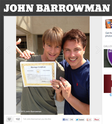 「トーチウッド」ジョン・バロウマンが交際20年のパートナーとカリフォルニアで結婚