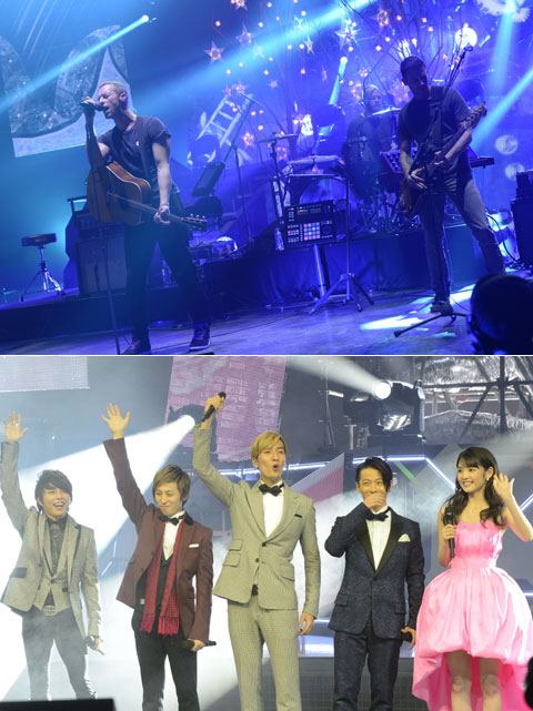 「コールドプレイ」（上段）
MCを務めたT.M.Revolution、w-inds.、道重さゆみ(モーニング娘。’14)