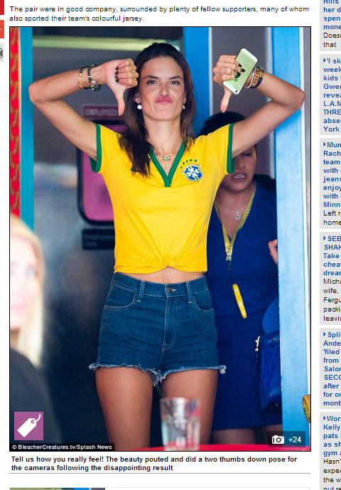 ブラジルの大敗に不機嫌なアレッサンドラ・アンブロジオ