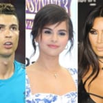左からクリスティアーノ・ロナウド、セレーナ・ゴメス、キム・カーダシアン