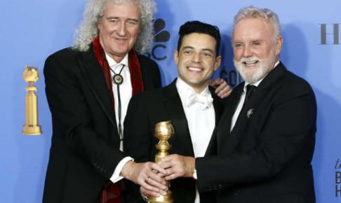 ラミ・マレックと、ブライアン・メイ、ロジャー・テイラー