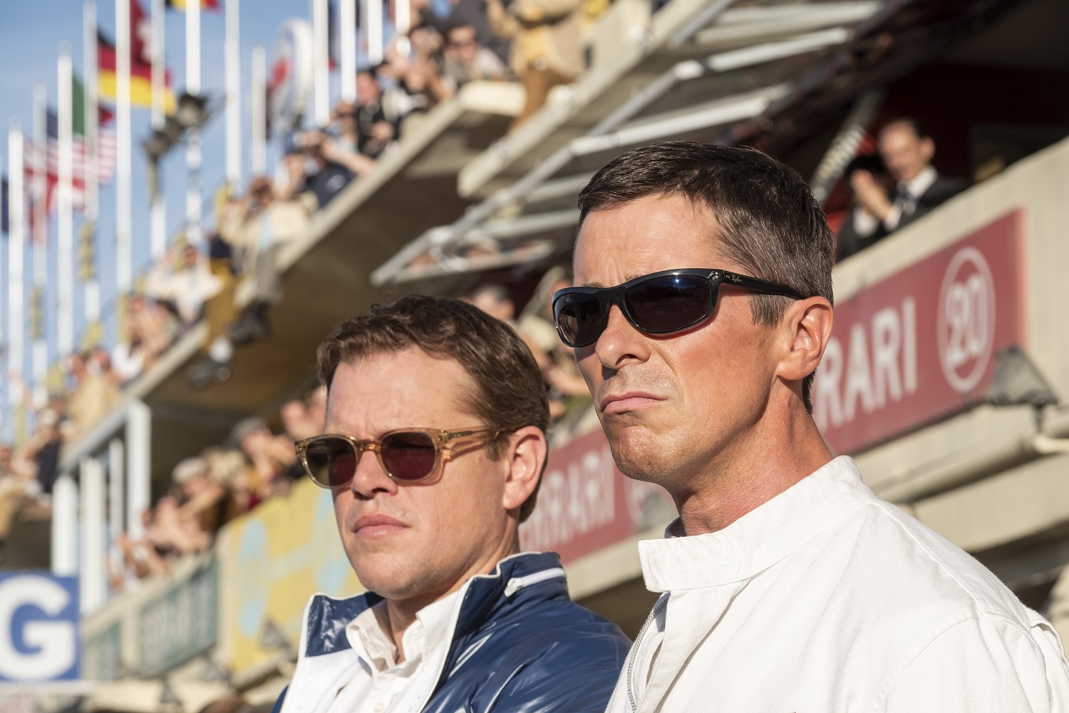 Matt Damon and Christian Bale in Twentieth Century Fox’s FORD V. FERRARI.