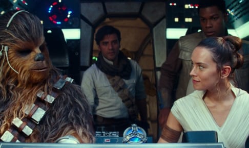 Joonas Suotamo is Chewbacca, Oscar Isaac is Poe Dameron, Daisy Ridley is Rey and John Boyega is Finn in STAR WARS: THE RISE OF SKYWALKER