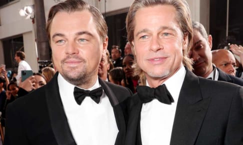 レオナルド・ディカプリオ、ブラッド・ピット（右）／Twitter（@enews）