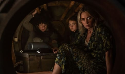 L-r, Marcus (Noah Jupe), Regan (Millicent Simmonds), and Evelyn (Emily Blunt) brave the unknown in "A Quiet Place Part II."