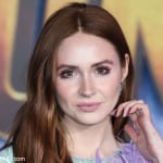 Actress Karen Gillan wearing a Prabal Gurung dress and Irene Neuwirth jewelry arrives at the World Premiere Of Columbia Pictures' 'Jumanji: The Next Level' held at the TCL Chinese Theatre IMAX on December 9, 2019 in Hollywood, Los Angeles, California, United States.