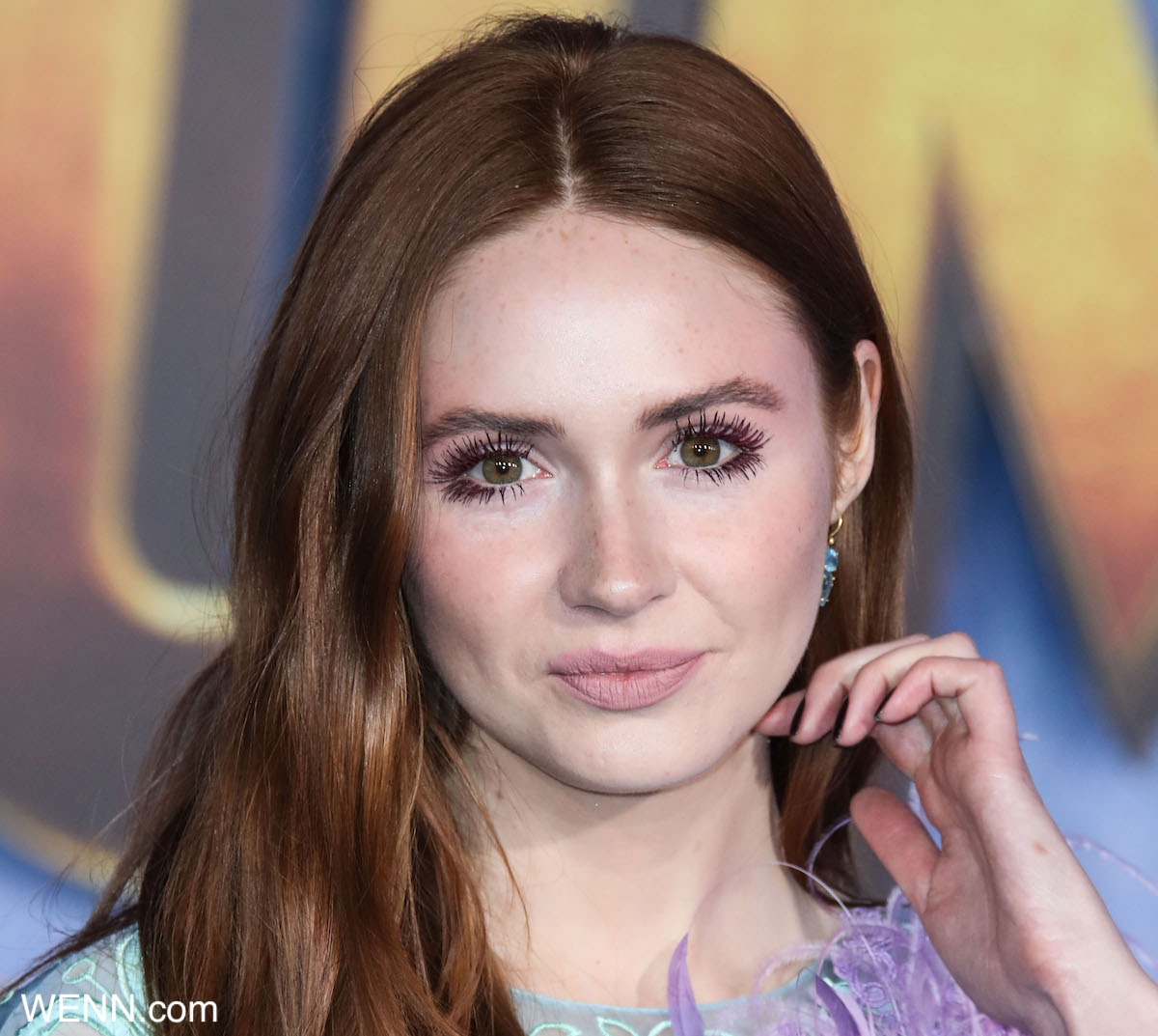 Actress Karen Gillan wearing a Prabal Gurung dress and Irene Neuwirth jewelry arrives at the World Premiere Of Columbia Pictures' 'Jumanji: The Next Level' held at the TCL Chinese Theatre IMAX on December 9, 2019 in Hollywood, Los Angeles, California, United States.