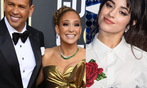 左からアレックス・ロドリゲス、ジェニファー・ロペス、カミラ・カベロ