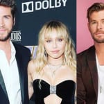 左からリアム・ヘムズワース、マイリー・サイラス、クリス・ヘムズワース