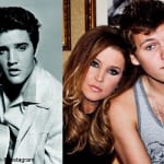 左からエルヴィス・プレスリー、リサ・マリー・プレスリー、ベンジャミン・キーオ