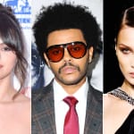 左からセレーナ・ゴメス、ザ・ウィークエンド、ベラ・ハディッド