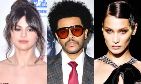 左からセレーナ・ゴメス、ザ・ウィークエンド、ベラ・ハディッド
