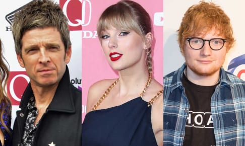 左からノエル・ギャラガー、テイラー・スウィフト、エド・シーラン