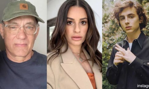 左からトム・ハンクス、リア・ミシェル、ティモシー・シャラメ