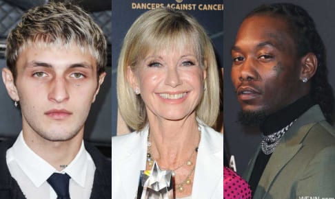 左からアンウォー・ハディッド、オリヴィア・ニュートン・ジョン、オフセット