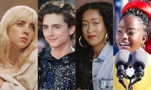 左からビリー・アイリッシュ、ティモシー・シャラメ、大坂なおみ、アマンダ・ゴーマン