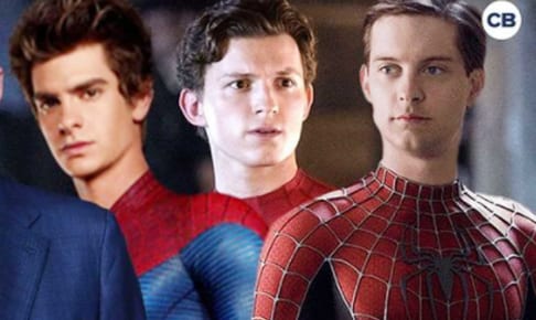 左からアンドリュー・ガーフィールド、トム・ホランド、トビー・マグワイア