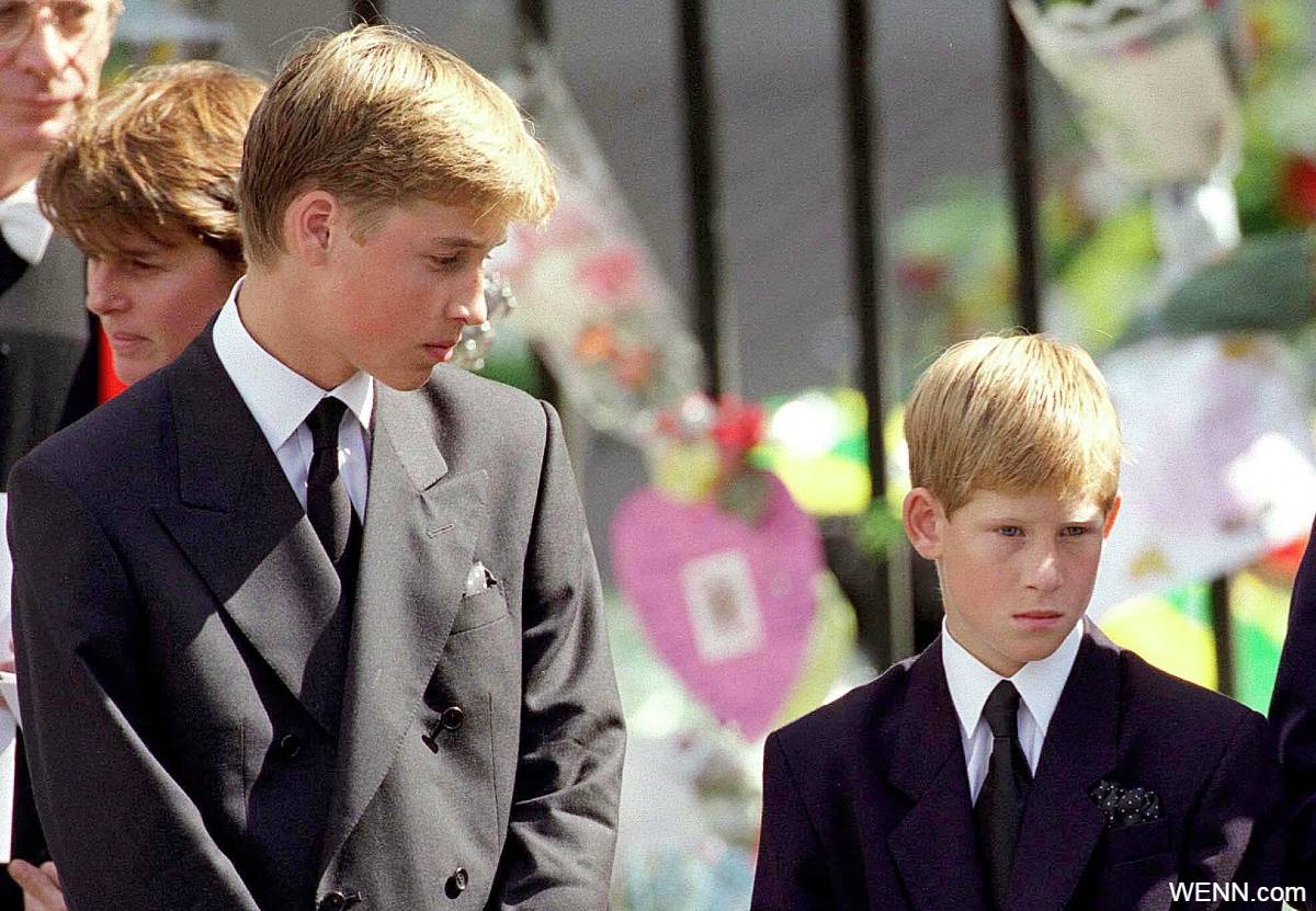 ダイアナ元妃の葬儀でのウィリアム皇太子とヘンリー王子（1997年）