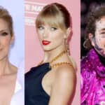 左からセリーヌ・ディオン、テイラー・スウィフト、ポスト・マローン