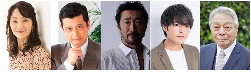 （写真左）から順に田中敦子、森田順平、大塚明夫、堀江瞬、勝部演之