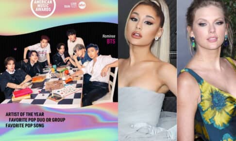 （左から）BTS、アリアナ・グランデ、テイラー・スウィフト