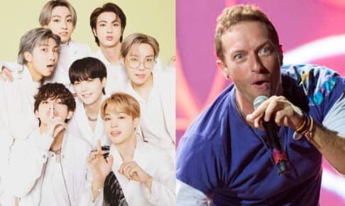 BTS（左）、コールドプレイのクリス・マーティン