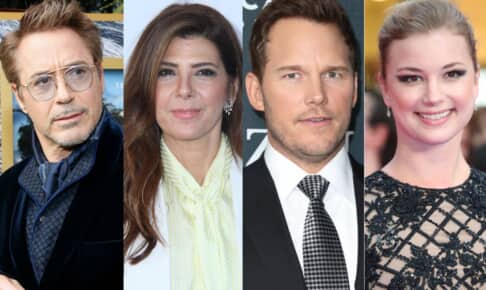 （左から）ロバート・ダウニー・Jr.、マリサ・トメイ、クリス・プラット、エミリー・ヴァンキャンプ