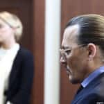 裁判の様子（アンバー・ハード、ジョニー・デップ）