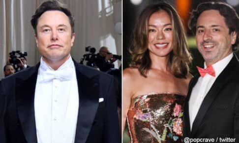 左からイーロン・マスク、ニコール・シャナハン、セルゲイ・ブリン