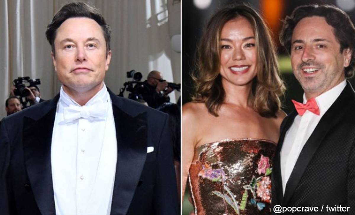 左からイーロン・マスク、ニコール・シャナハン、セルゲイ・ブリン