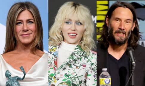 ジェニファー・アニストン Photo: David Fisher/Shutterstock マイリー・サイラス Photo: Matt Baron/Shutterstock キアヌ・リーブス Photo: Carlos Piaggio/Shutterstock