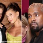 左からジャスティン・ビーバー、ヘイリー・ビーバー、カニエ・ウェスト