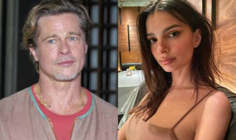 ブラッド・ピット（左）、エミリー・ラタコウスキー Photo： Keizo Mori/UPI/Shutterstock, @emrata / Instagram