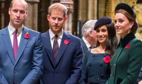 左からウィリアム皇太子、ヘンリー王子、メーガン妃、キャサリン妃 photo : Shutterstock