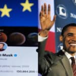イーロン・マスクのアカウント（左）、バラク・オバマ photo : Alexis C Glenn/UPI/, Nikolas Kokovlis/NurPhoto/Shutterstock