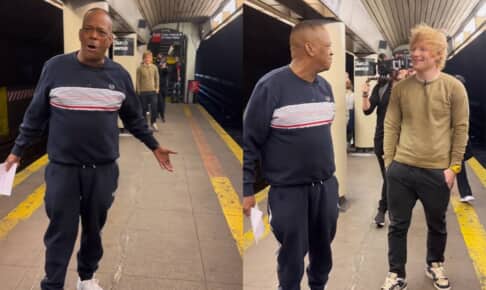 地下鉄で歌う男性にサプライズをしたエド・シーラン @subwaycreatures / Instagram