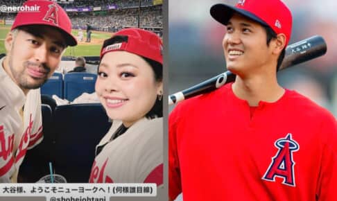 大谷翔平（右）の試合を生観戦した渡辺直美 @watanabenaomi703 / Instagram