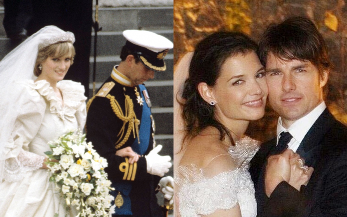 ダイアナ妃とチャールズ皇太子（当時）の結婚式（1981年）と、トム・クルーズとケイティ・ホームズの結婚式（2006年） Photo: Shutterstock