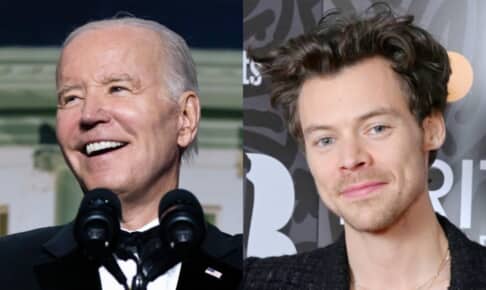 ジョー・バイデン米大統領と、ハリー・スタイルズ Photo: Shutterstock, Anthony Harvey/Shutterstock
