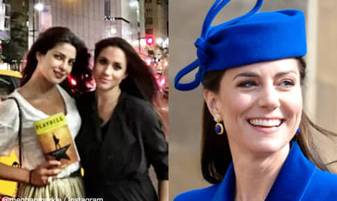 左からプリヤンカー・チョープラー、メーガン妃、キャサリン妃 Photo: @meghanmarkle / Instagram, Tim Rooke/Shutterstock