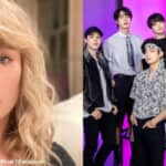 歌手のテイラー・スウィフトと大人気KPOPグループのBTS（右）