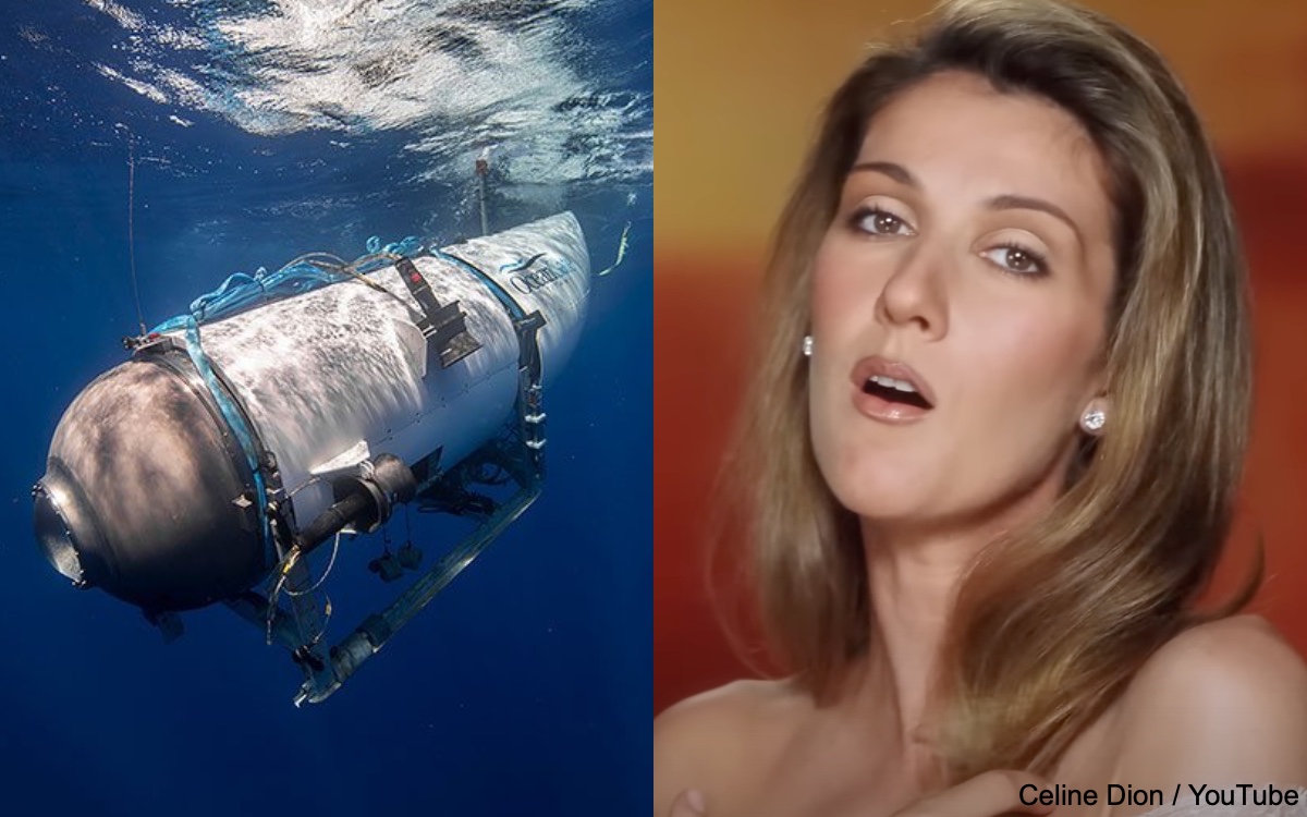 潜水艇「タイタン」と、セリーヌ・ディオン Photo: EyePress News/Shutterstock, Celine Dion / YouTube