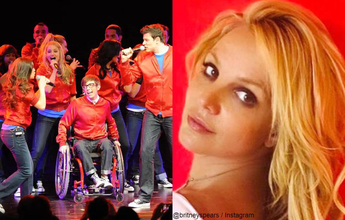 「glee」出演者（左）、ブリトニー・スピアーズ Photo： Startraks/Shutterstock, @britneyspears / Instagram